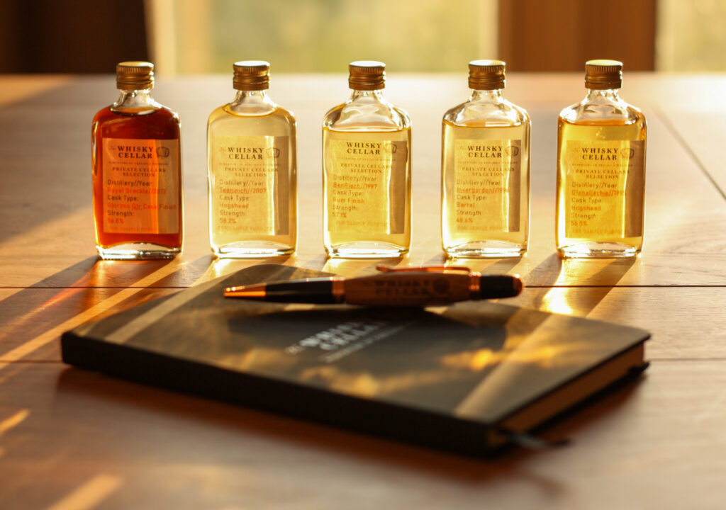 Five samples (here in younger to older order), a notebook and a pen were the content we received for the tasting.